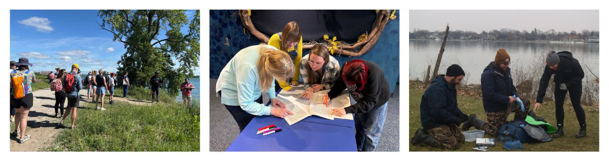 Three images of Detroit Zoo students.