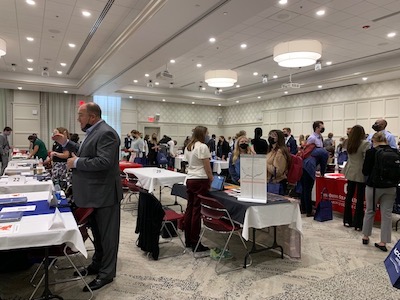Miami students meet with law school representatives at Law Day Fair 2021.