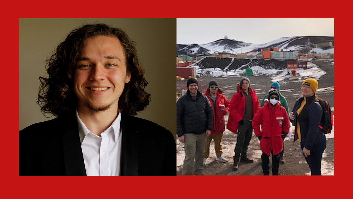 Eckhardt Karsten ‘24 and  Eckhardt Karsten with the team at McMurdo Station