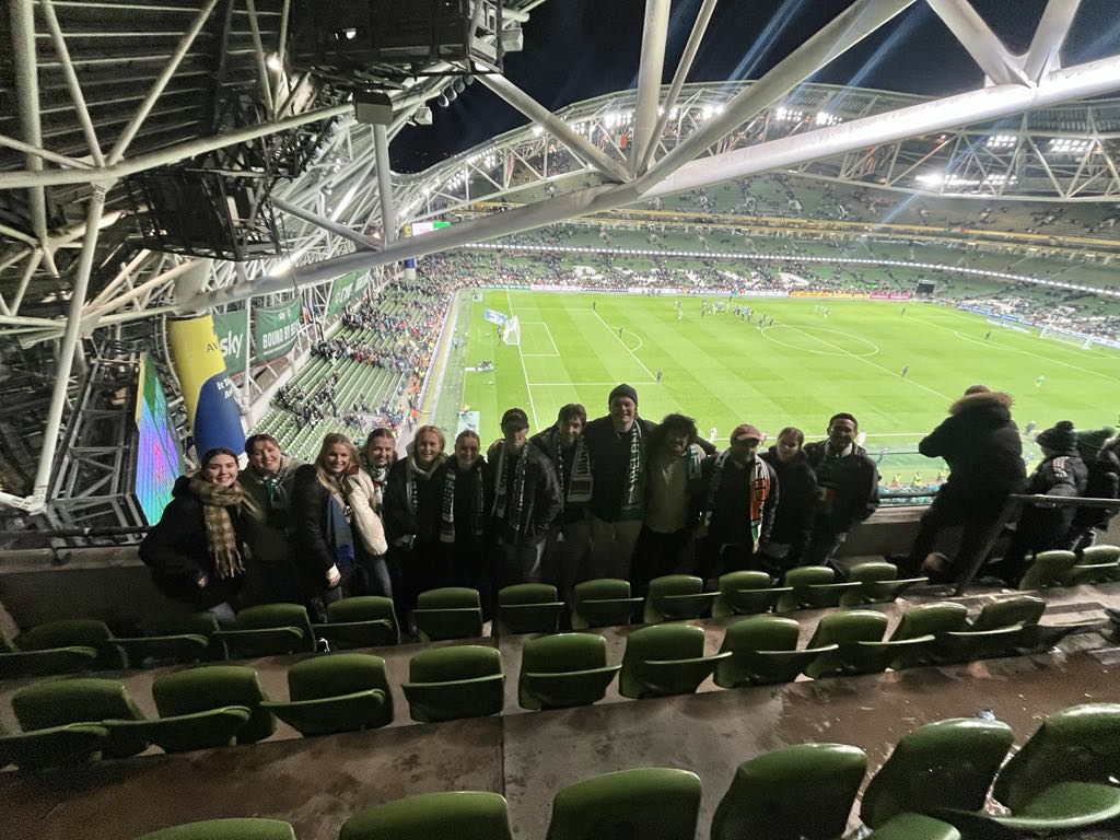 Several students attended a UEFA Friendly match between Ireland and Bulgaria at Aviva Stadium.