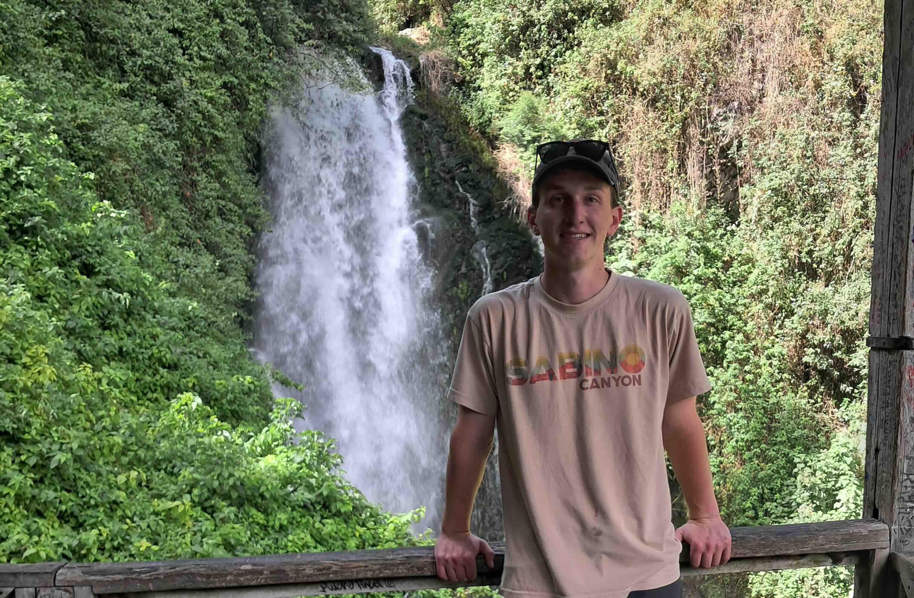 In his spare time, Sam visited the Peguche Waterfalls in Otavalo