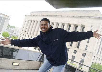 Tre King on a 2019 Career Services field trip to Nashville, Tennessee