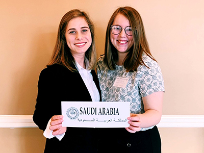 Elyse Legeay (right) and teammate at the National Model Arab League conference in Washington DC (Spring 2019)