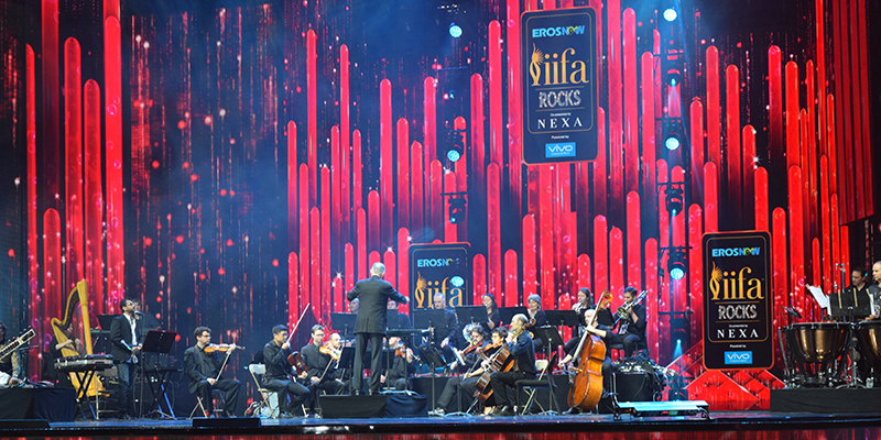 Professor Ricardo Averbach conducts the Riverside Symphony at IIFA Rocks in MetLife stadium in NYC on July 14