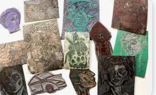 a collection of printing blocks of various shapes and sizes