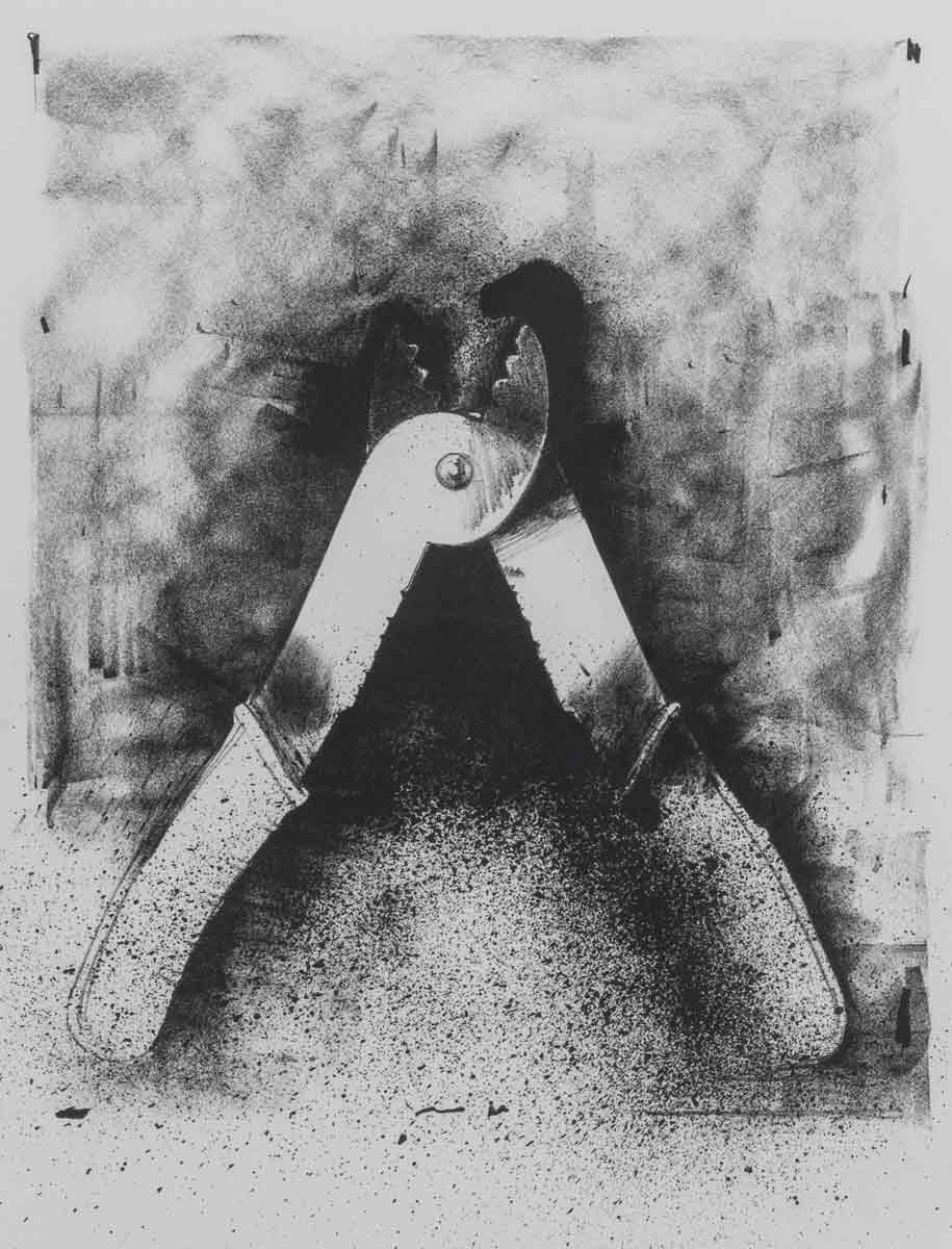 pencil drawing of a pair of wire strippers