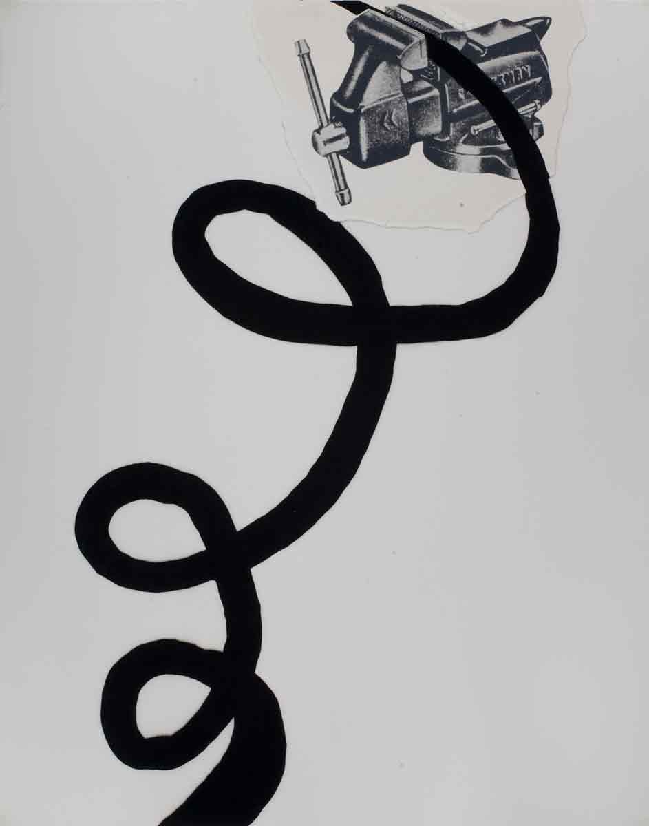 A drawing of a coil inside a vice grip 