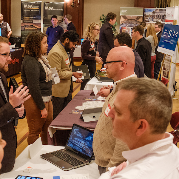 students attending career fair