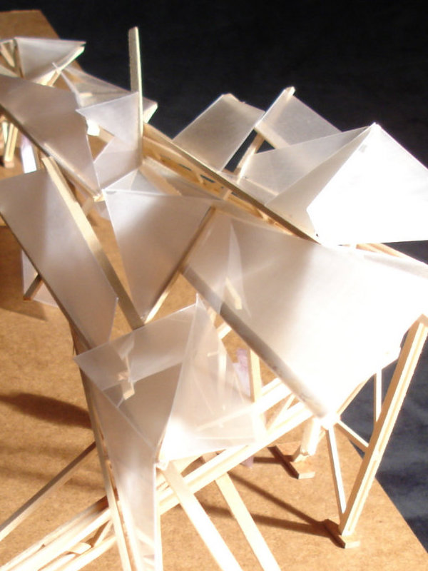 wooden model of a roof structure