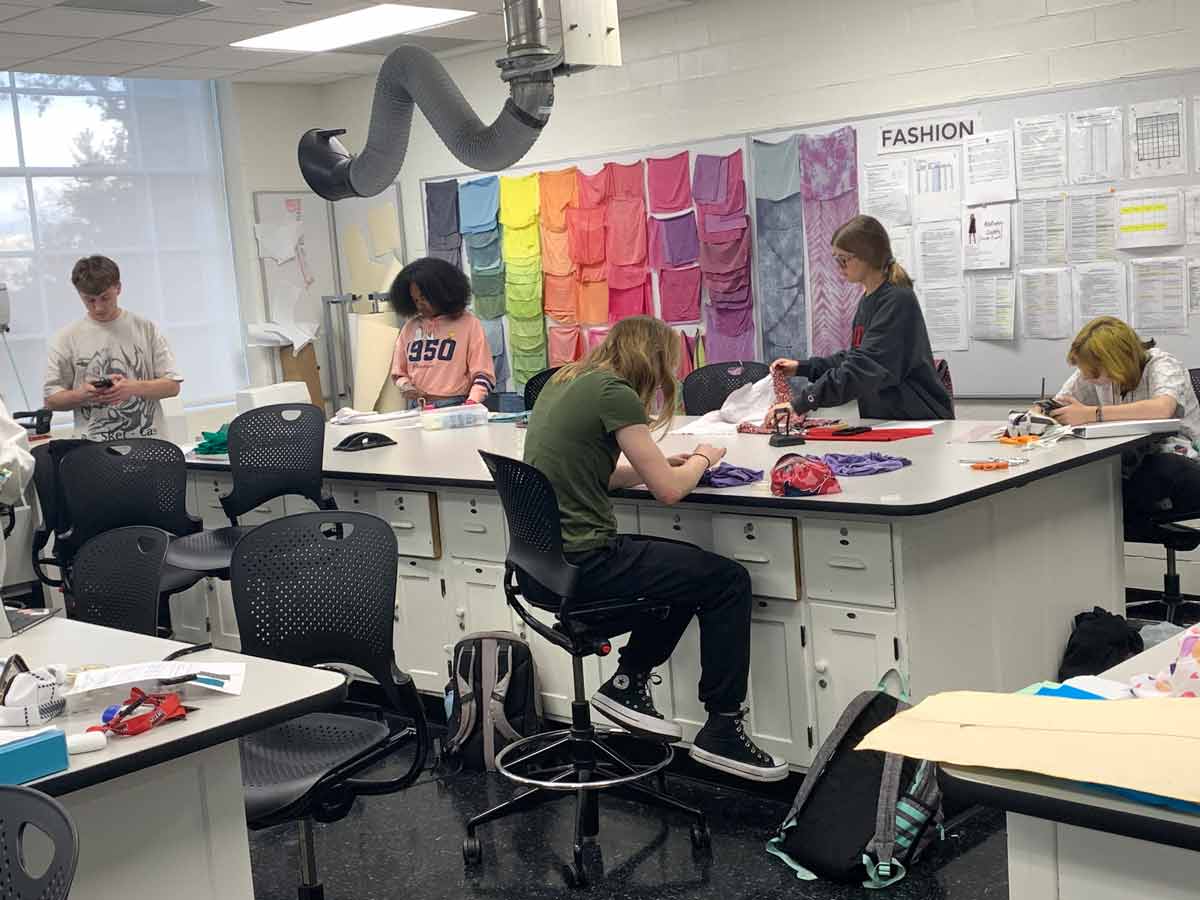 fashion students working in a classroom