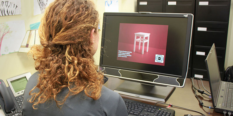 A student using the CRUX computer.