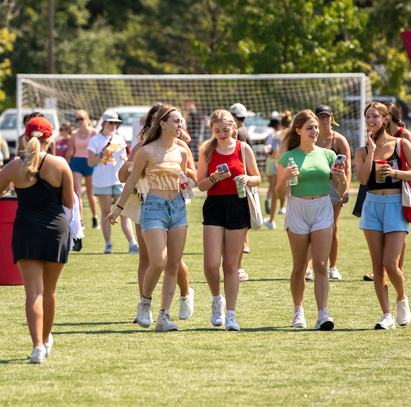 female students walking