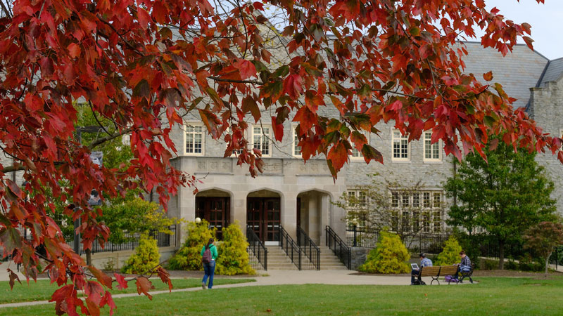 Exterior of Presser Hall in the Fall