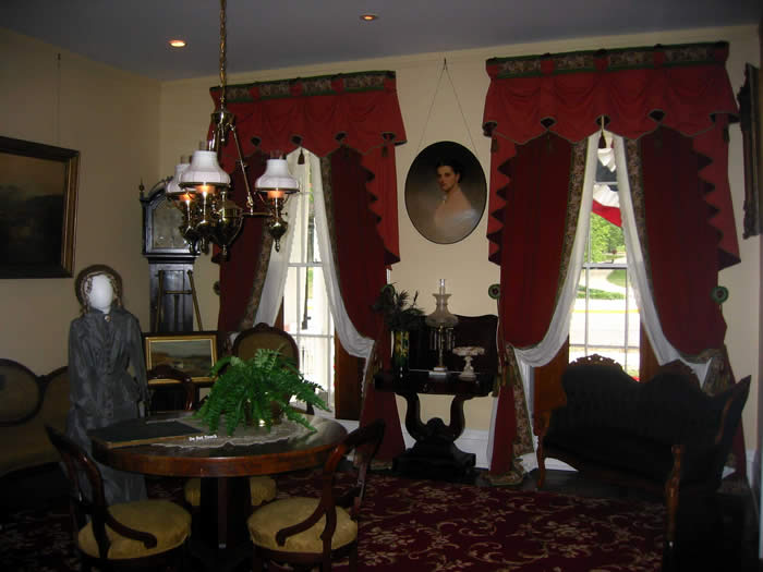 Formal Parlor (1880s): fabrics and colors, wallpaper, horse hair, parlor games