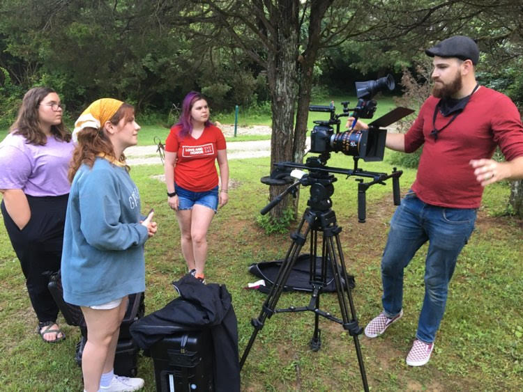 students in filmmaking class