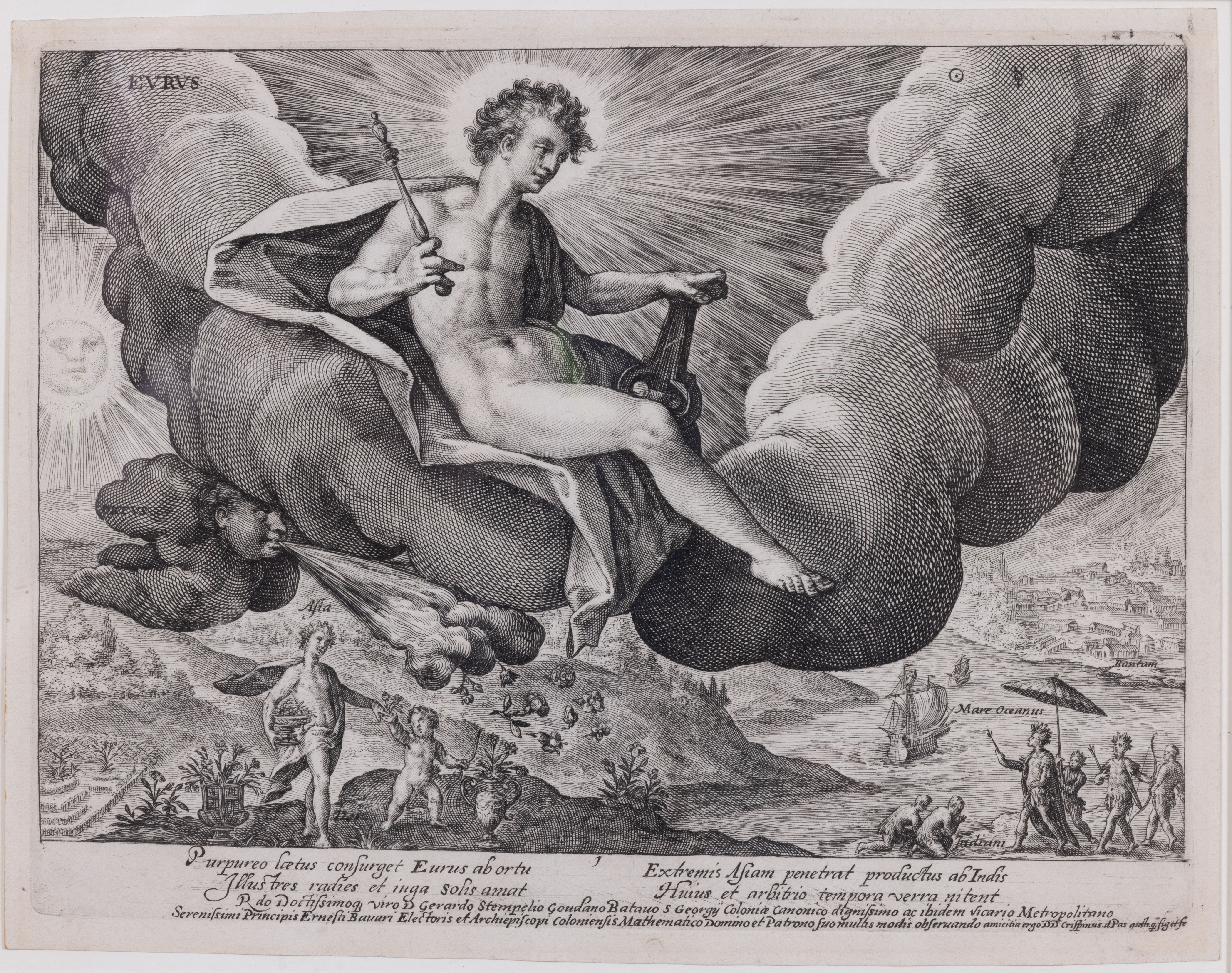 Crispijn de Passe the Elder (Flemish, 1564-1637) Eurus Engraving on paper, 7 ½ x 9 ½ inches Miami University Art Museum purchase with support from the College of Creative Arts and the John A. Weigel and Milton White Art Fund 2022.8