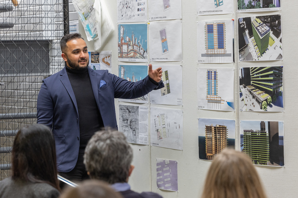 a student presenting