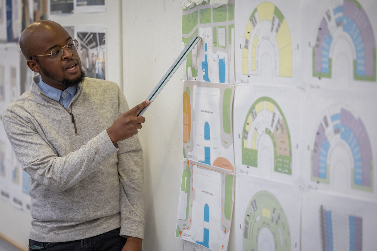 a student presenting