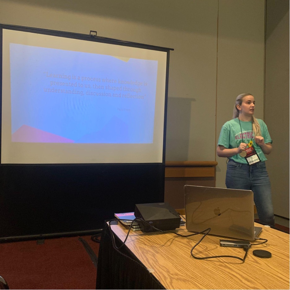 a student giving a presentation