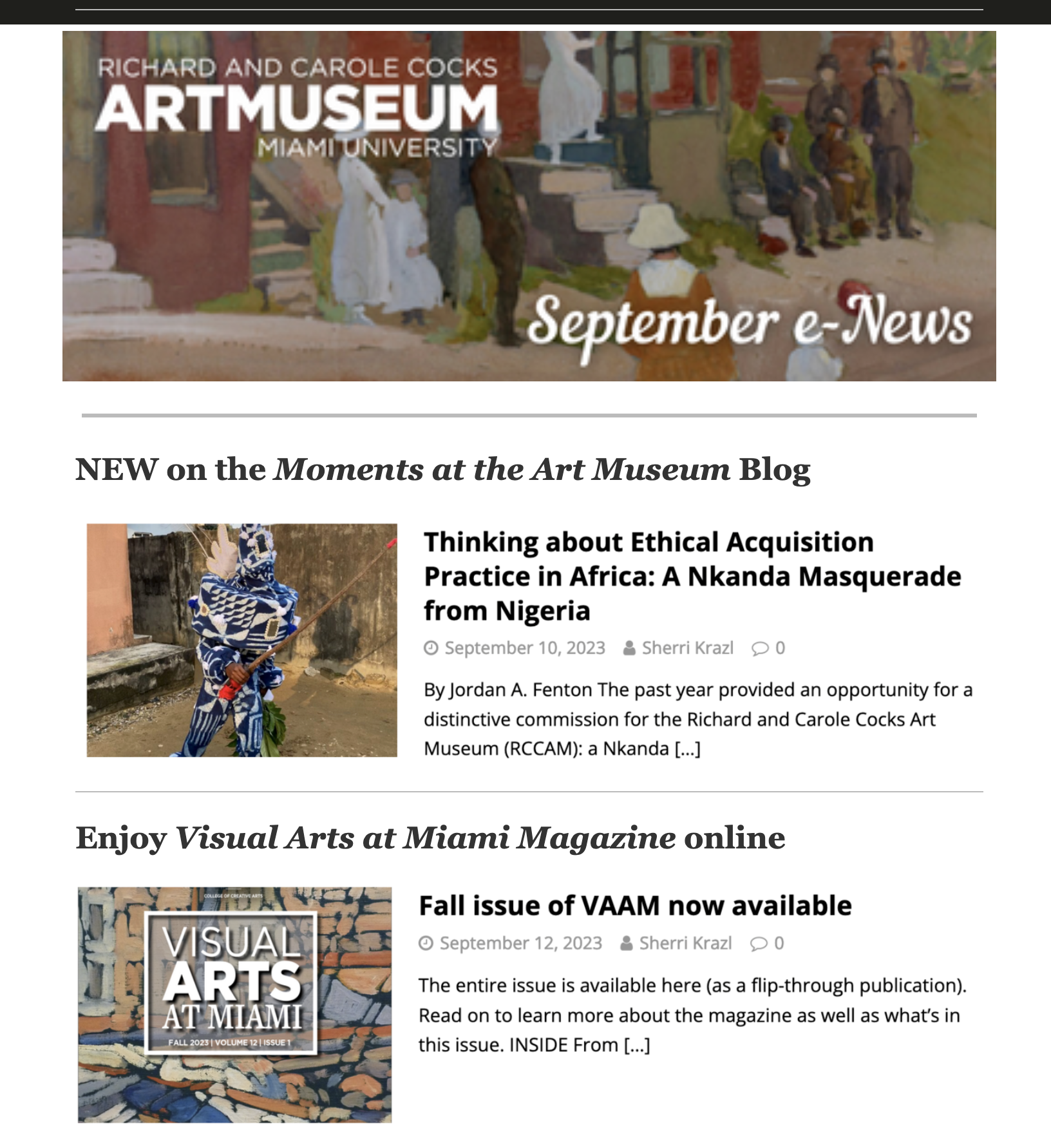 Link image of the September eNewsletter on the screen - link takes ou to the text version