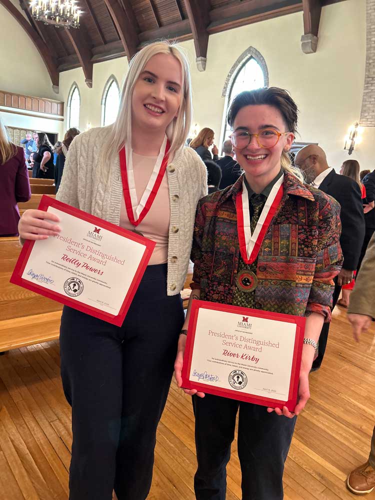 Reilly Powers and River Kirby with their awards