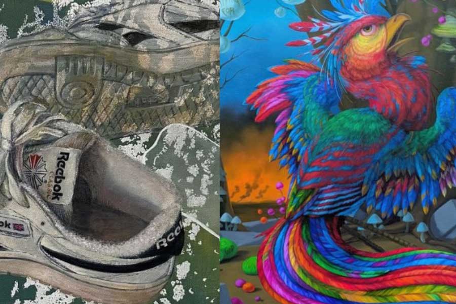 Two featured art pieces side by side.