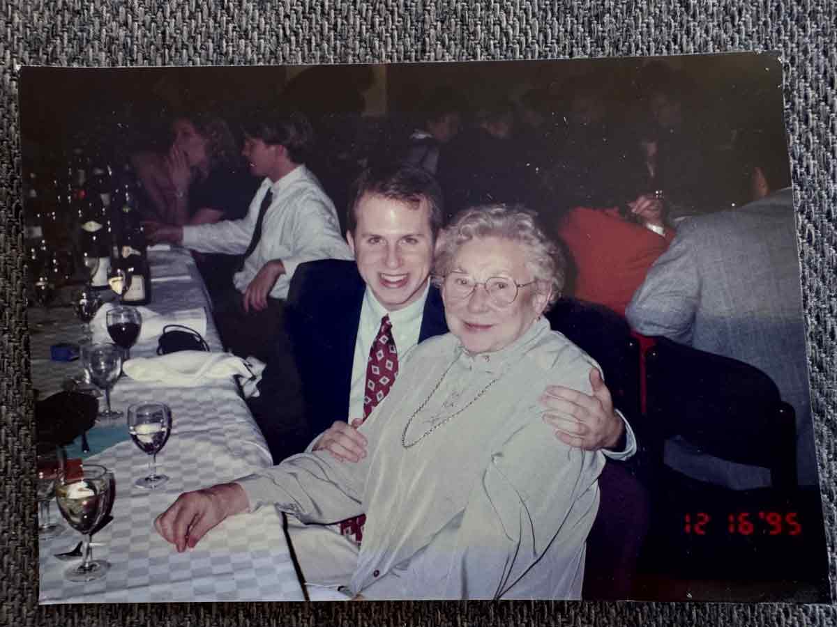 Jason T. Busch with his host mother in Luxembourg in 1995.