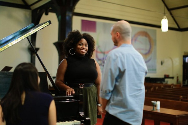 Two performers collaborating
