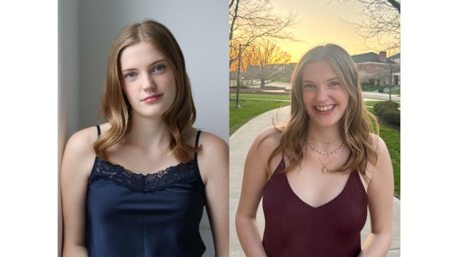 A collage of headshots of Caroline Miller