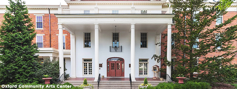 A photo of the front entrance to the Oxford Community Arts Center