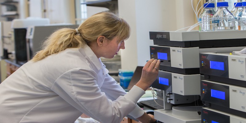 researcher working in lab