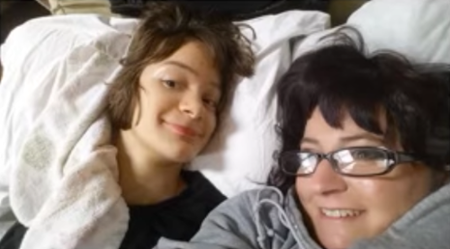 Lianna and her mom after surgery