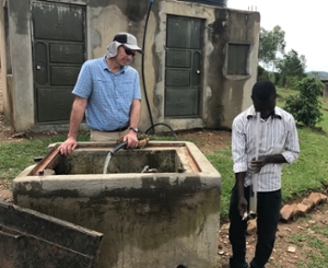 Measuring the water turbidity at a school