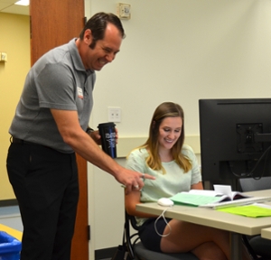 Brian Kirkmeyer advising Lexie on her first semester classes