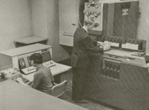 Two students in a systems analysis classroom in 1963
