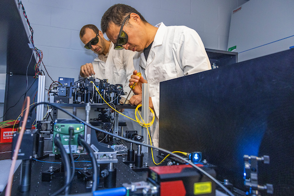 Professor Hui Wang working in laboratory.