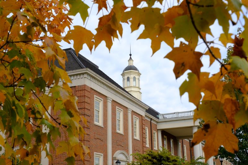 Benton Hall during the fall season.