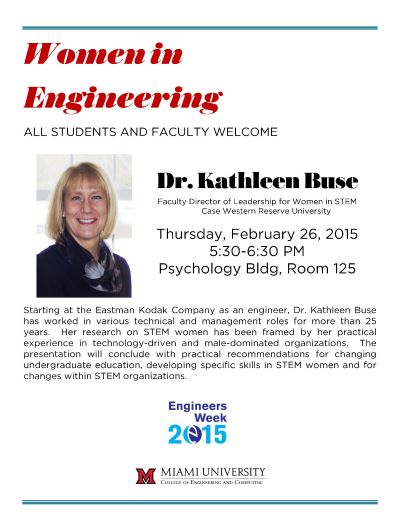 Poster Advertising Dr. Kathleen Buse's Presentation