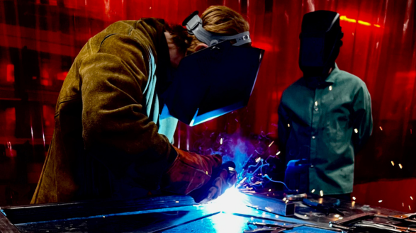 MARI students weld at CEC.