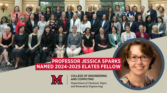 Jessica Sparks is shown with the rest of her cohort, 46 women total, for the Class of 2024-2025 ELATES Fellowship.