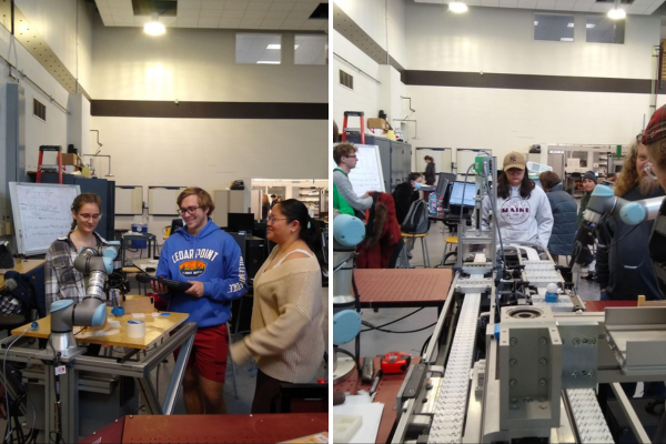 CEC students engage with UR 5 Robots with Pneumatic Workcell technology.