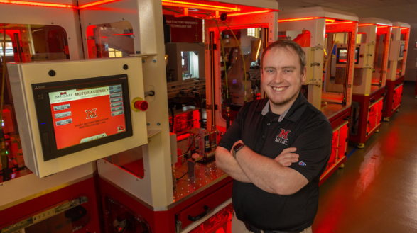 Clayton Cooper in Miami University's Smart FIT Lab