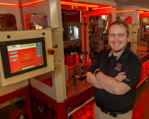 Clayton Cooper in Miami University's Smart FIT Lab