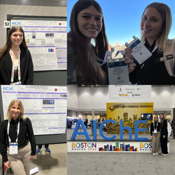 Brooke Moon and Anna Kauffmann at the AICHe Student conference