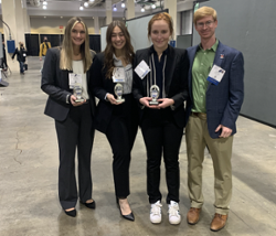 Undergraduate students Jessica Flower, Fiona Kanis, and Maddy McKinney and graduate student Abhishek Sen.