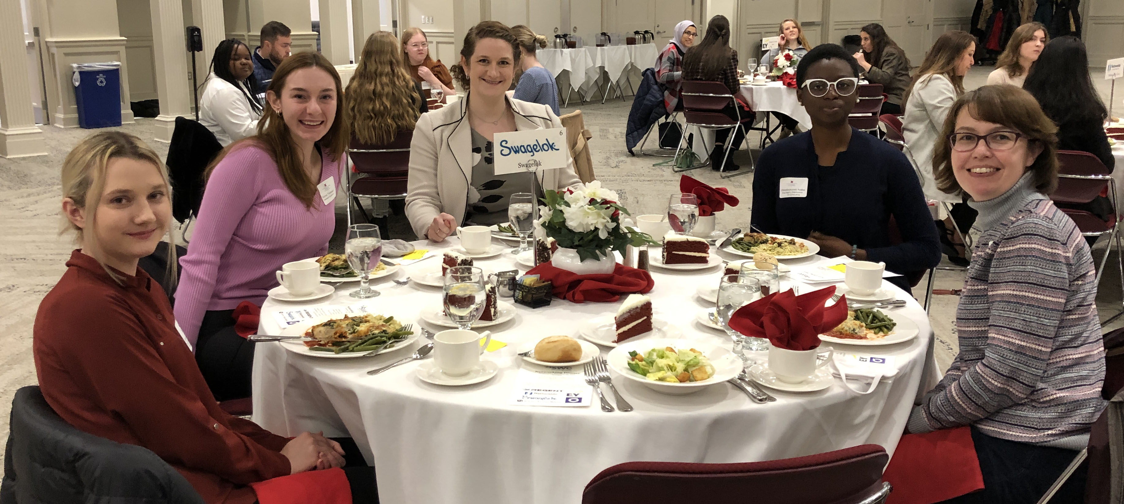 A group of women during the first annual Society of Women Engineers Networking event.