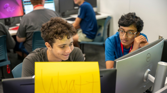 High school students work on an assignment during the Certified Cyber Defender Program