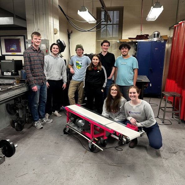 Students working on a project for an internship