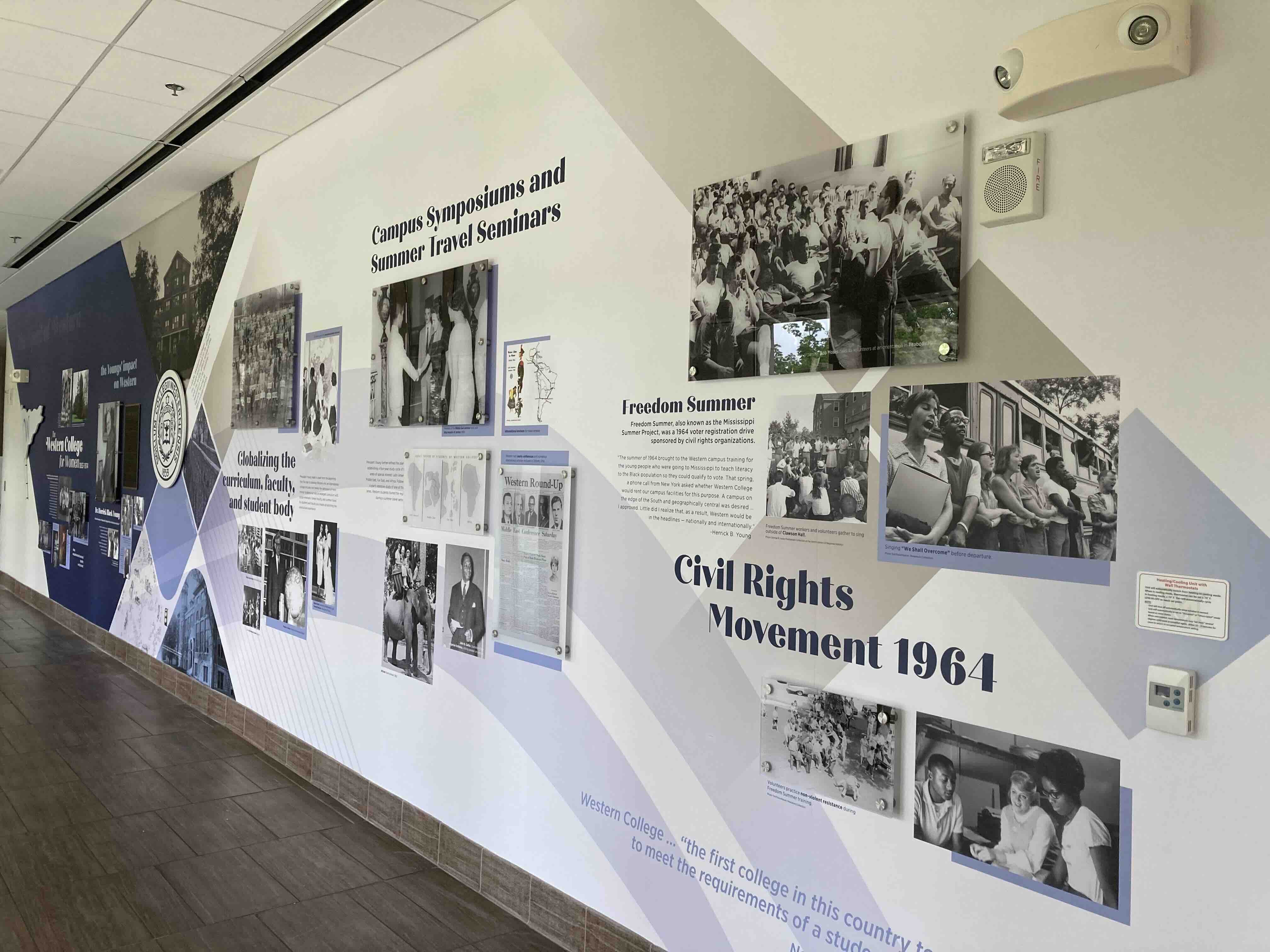 This portion of the wall looks at the roll that Western College played in the civil rights movement and Freedom Summer 1964.