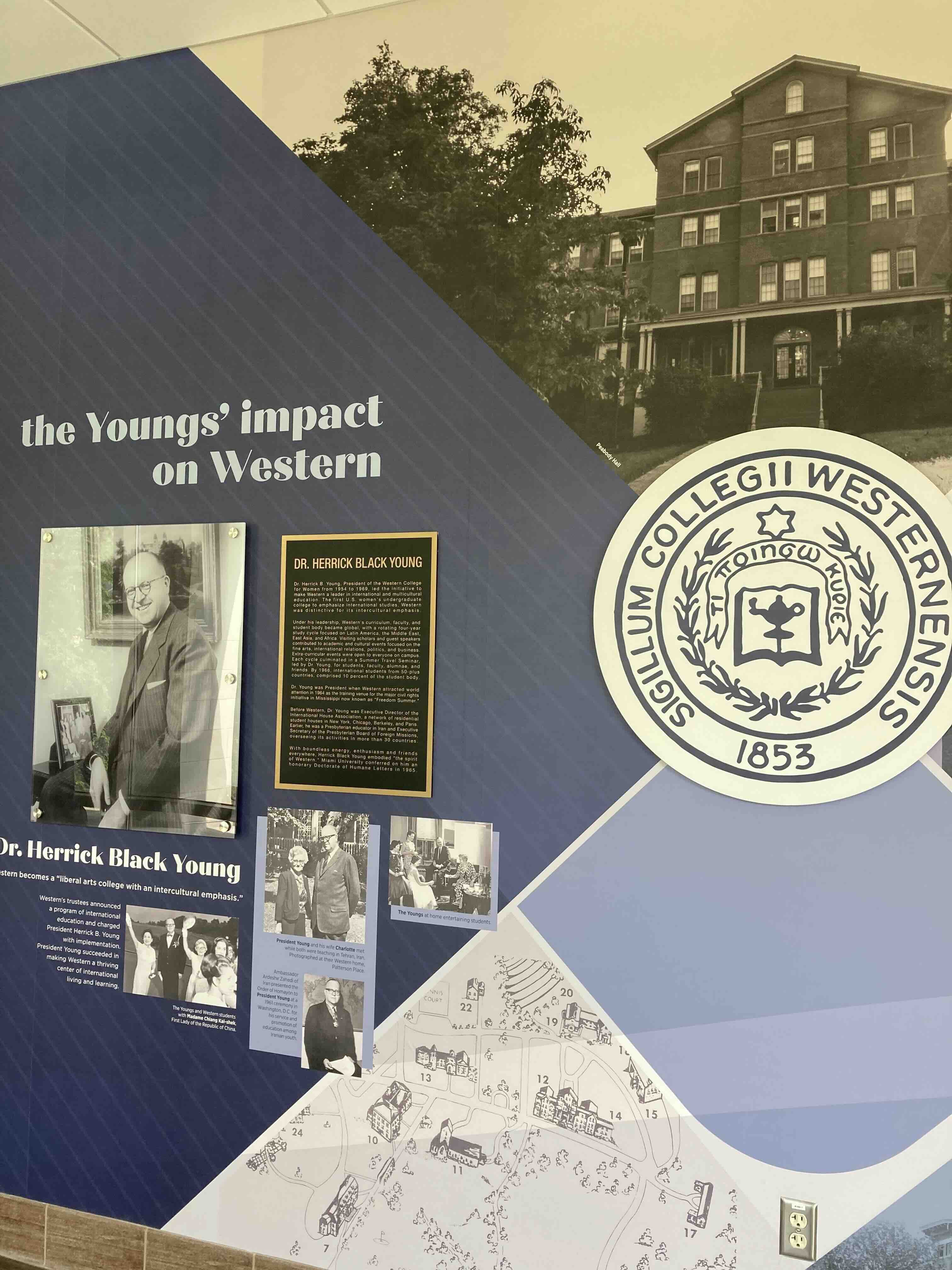 Portion of the wall that speaks of on the history and honors President Young